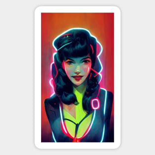 Neon lights pin up bust cute Sticker